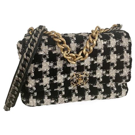 chanel 19 bag houndstooth|chanel 19 bag large.